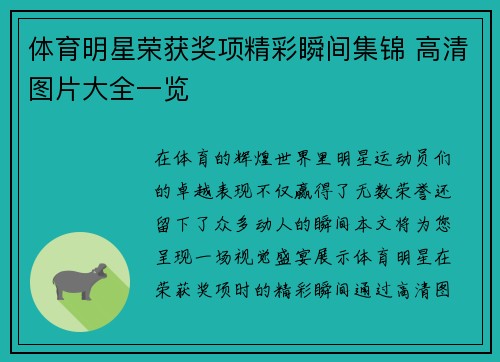 体育明星荣获奖项精彩瞬间集锦 高清图片大全一览