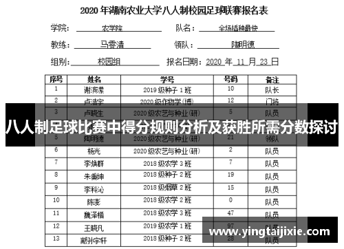 八人制足球比赛中得分规则分析及获胜所需分数探讨